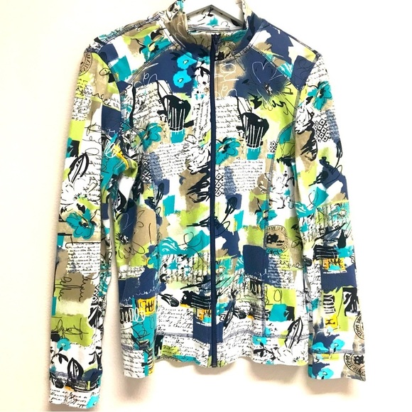 Christopher & Banks women's Sz S Jacket Full Zip Coat Long sleeve Multicolor EUC - Picture 1 of 8